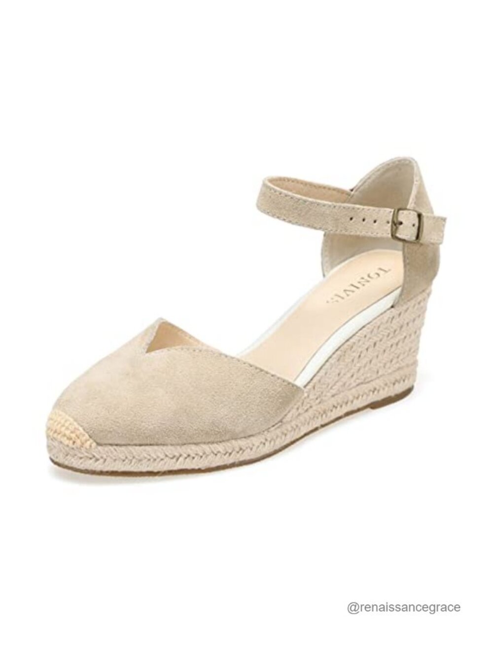 Espadrille Wedge Sandals Closed Toe Ankle Strap Suede Women's Comfort